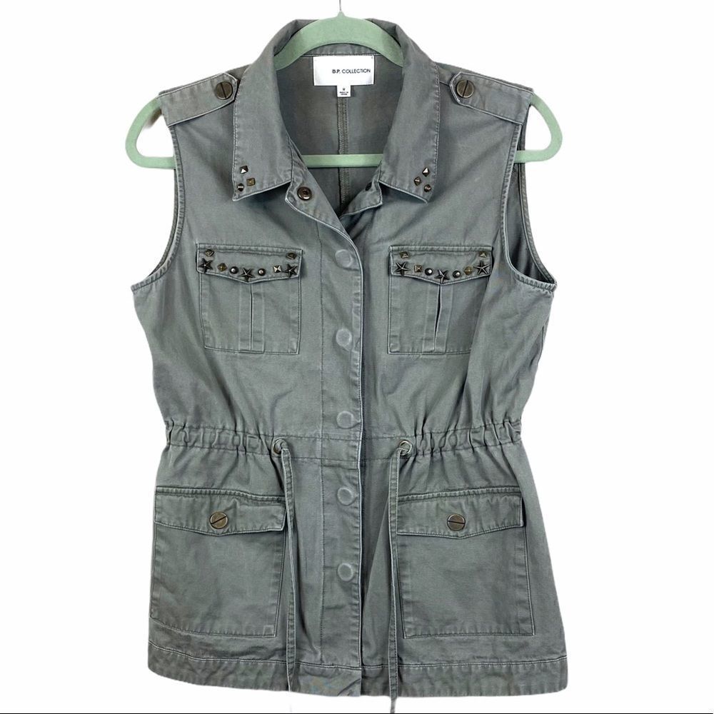 BP Collection Olive Green Studded Vest